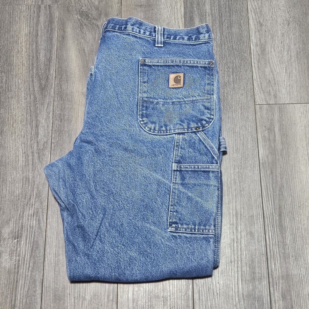 Carhartt Relaxed Fit Double Knee Denim Jean Men 42x30 Workwear 101609-415 Logger